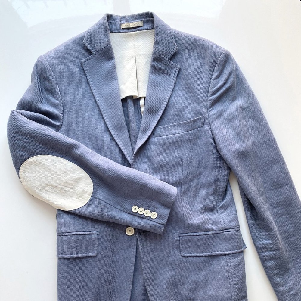 Men's Zara Linen Blazer with Elbow Patches